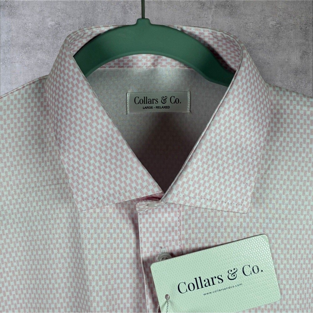 Collars & Co Polo Shirt Mens Large Relaxed Pink Vantage Golf Dress Collar Office